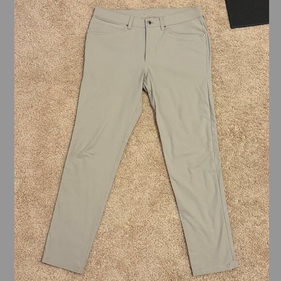 Lululemon Linen Khaki ABC Slim-Fit 5 Pocket Pant 32L Warpstreme - 32x32 - Picture 1 of 3
